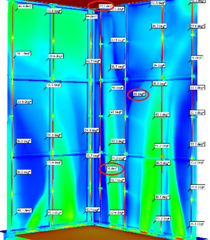 Whitney Museum Lobby - surface temperature - inside view of the corner