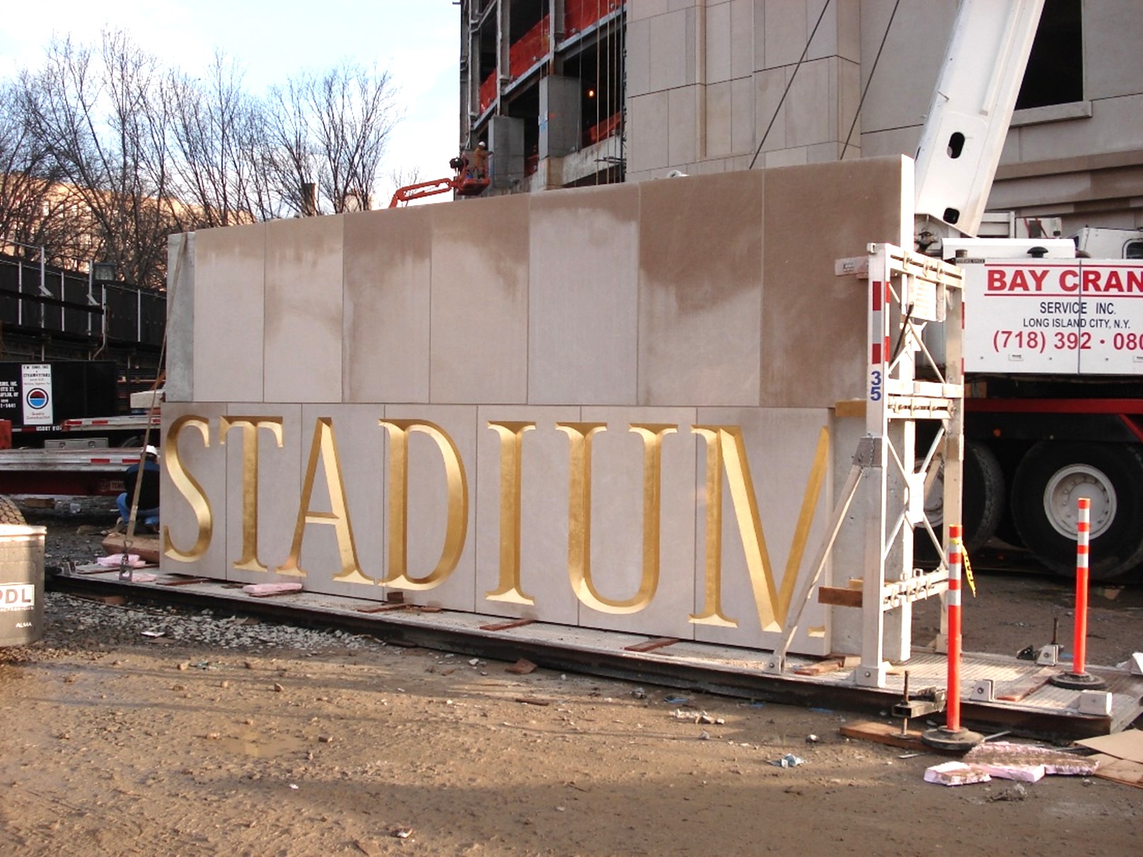 yankee stadium golden letter building envelope