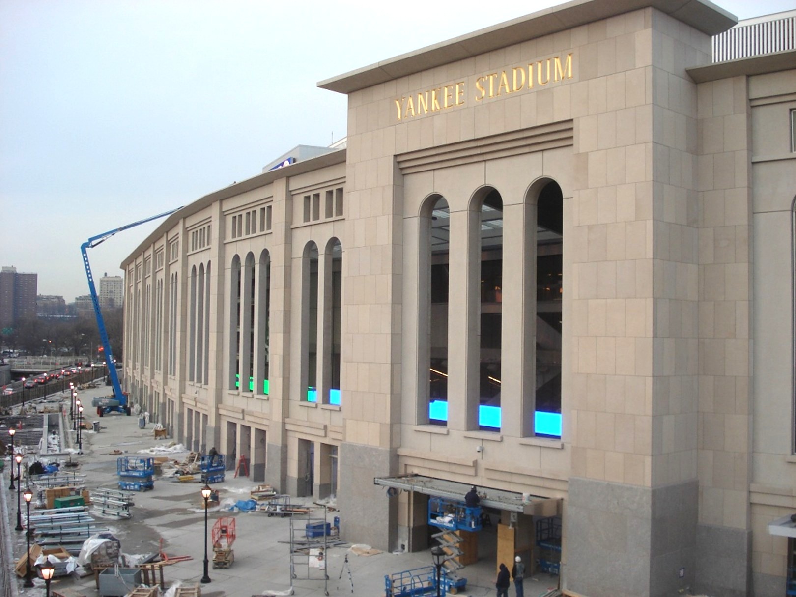 yankee stadium facade golden letter building envelope