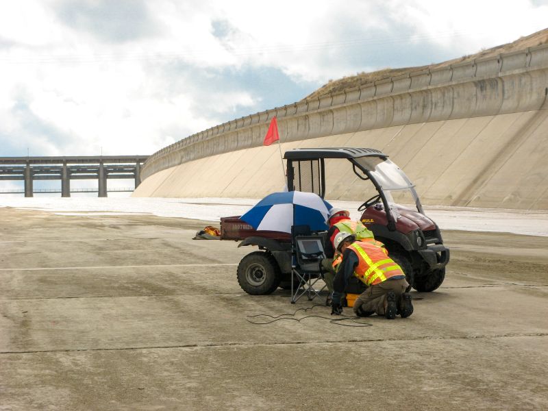 impact echo concrete testing geophysical services on a dam