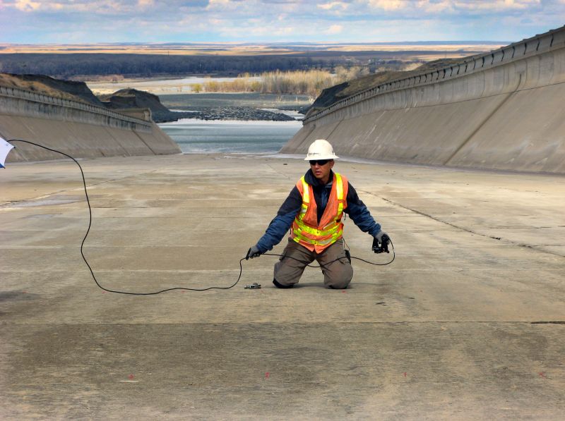 impact echo concrete testing dam geophysical services
